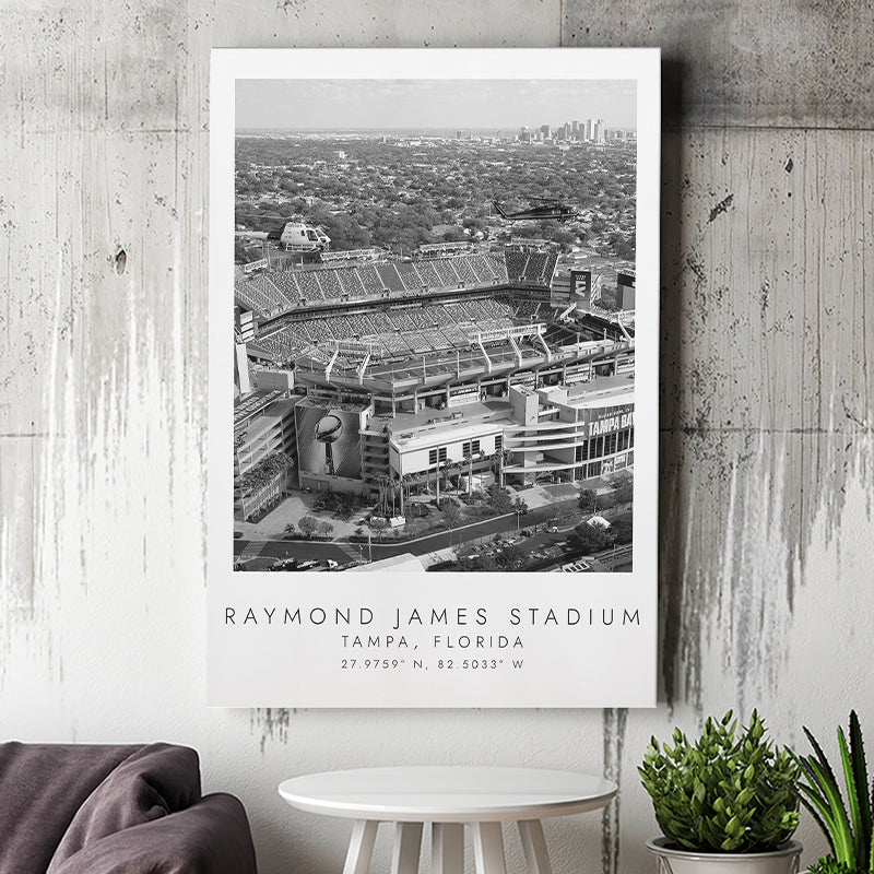 Raymond James Stadium Tampa Bay Buccaneers, Stadium Print For Football Lovers, Black And White, Canvas Print Wall Art