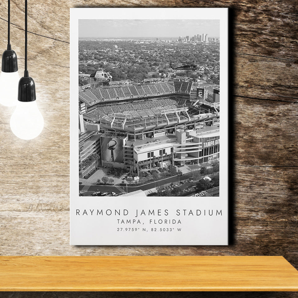 Raymond James Stadium Tampa Bay Buccaneers, Stadium Print For Football Lovers, Black And White, Canvas Print Wall Art