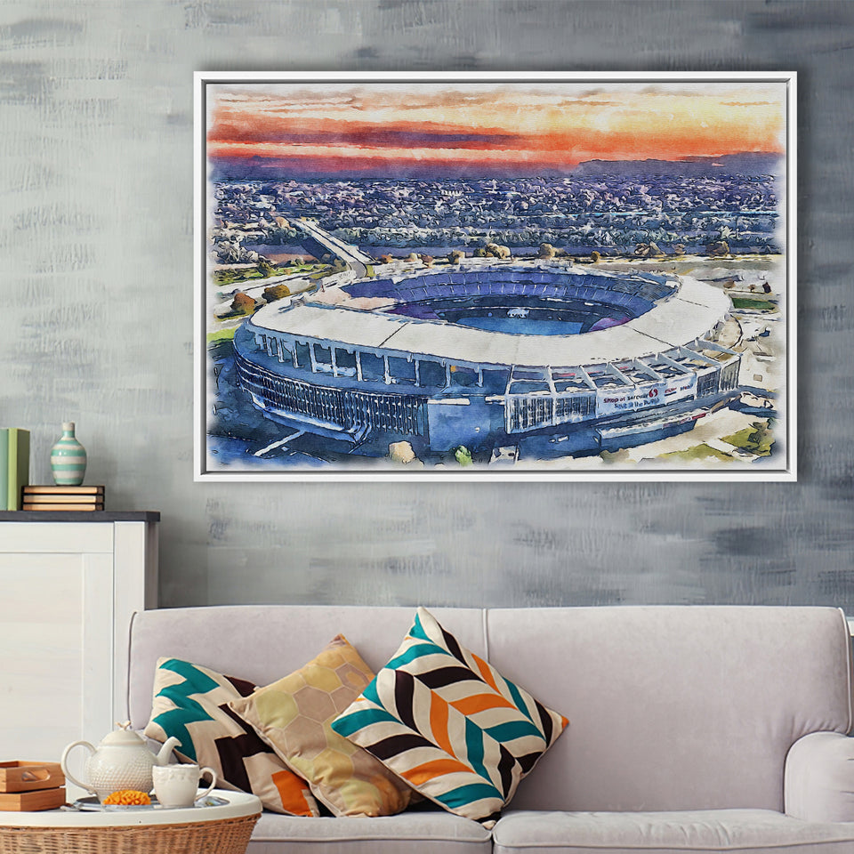 RFK Stadium WaterColor Framed Canvas Prints, Washington, D.C. Watercolor, Stadium Art Gifts, Floating Frame