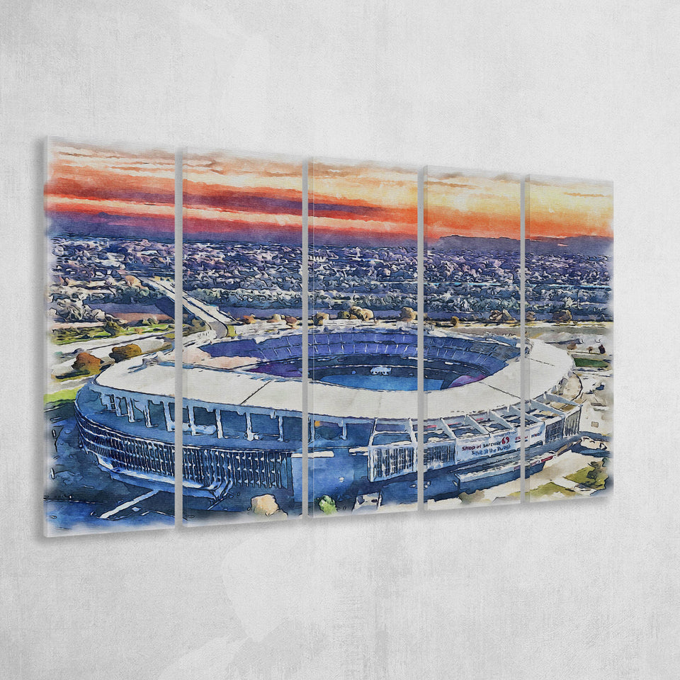 RFK Stadium WaterColor 5 Panels B Mixed Canvas Prints, Extra Large, Washington, D.C. Watercolor