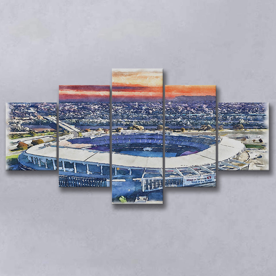 RFK Stadium WaterColor 5 Panels Mix Canvas Prints, Washington, D.C. Watercolor, Large Stadium Canvas