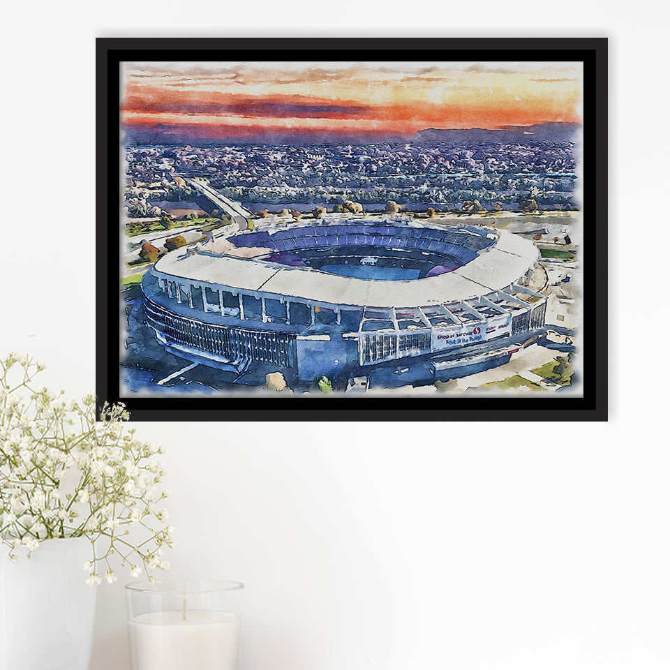 RFK Stadium WaterColor Framed Canvas Prints, Washington, D.C. Watercolor, Stadium Art Gifts, Floating Frame