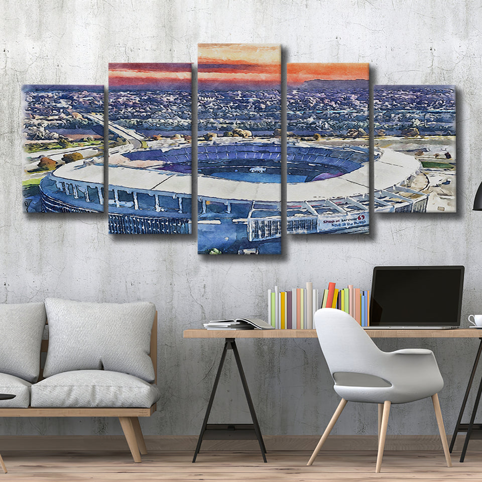 RFK Stadium WaterColor 5 Panels Mix Canvas Prints, Washington, D.C. Watercolor, Large Stadium Canvas