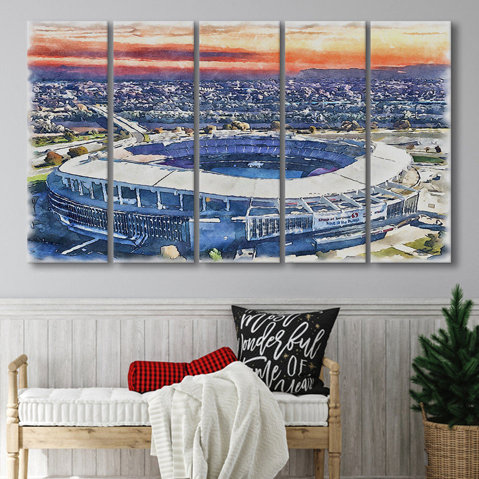 RFK Stadium WaterColor 5 Panels B Mixed Canvas Prints, Extra Large, Washington, D.C. Watercolor