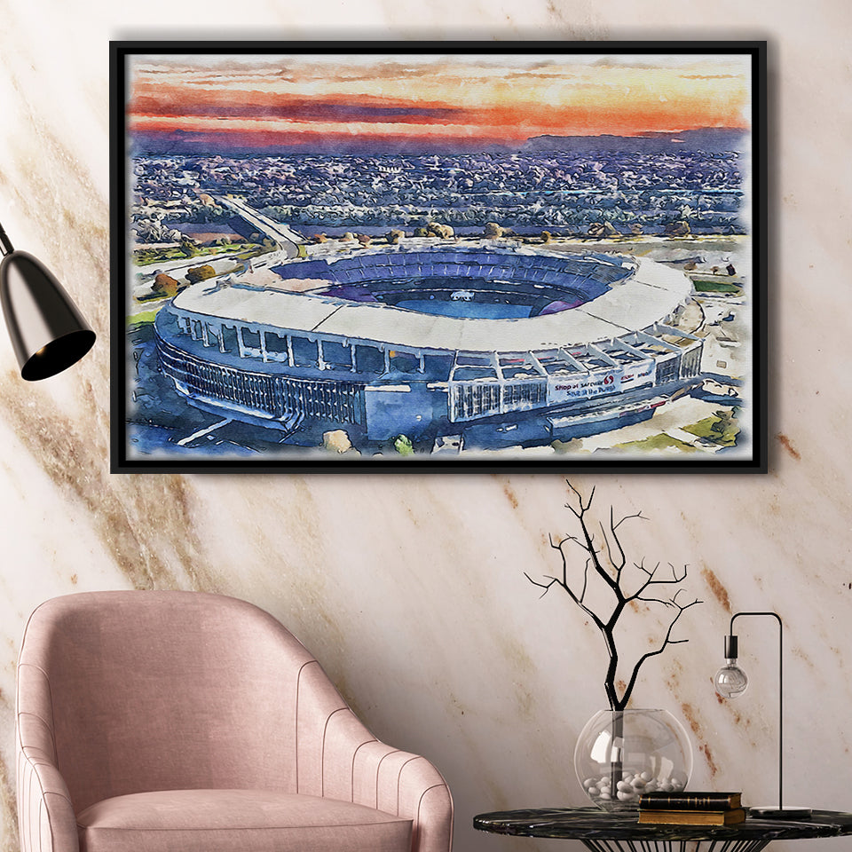 RFK Stadium WaterColor Framed Canvas Prints, Washington, D.C. Watercolor, Stadium Art Gifts, Floating Frame