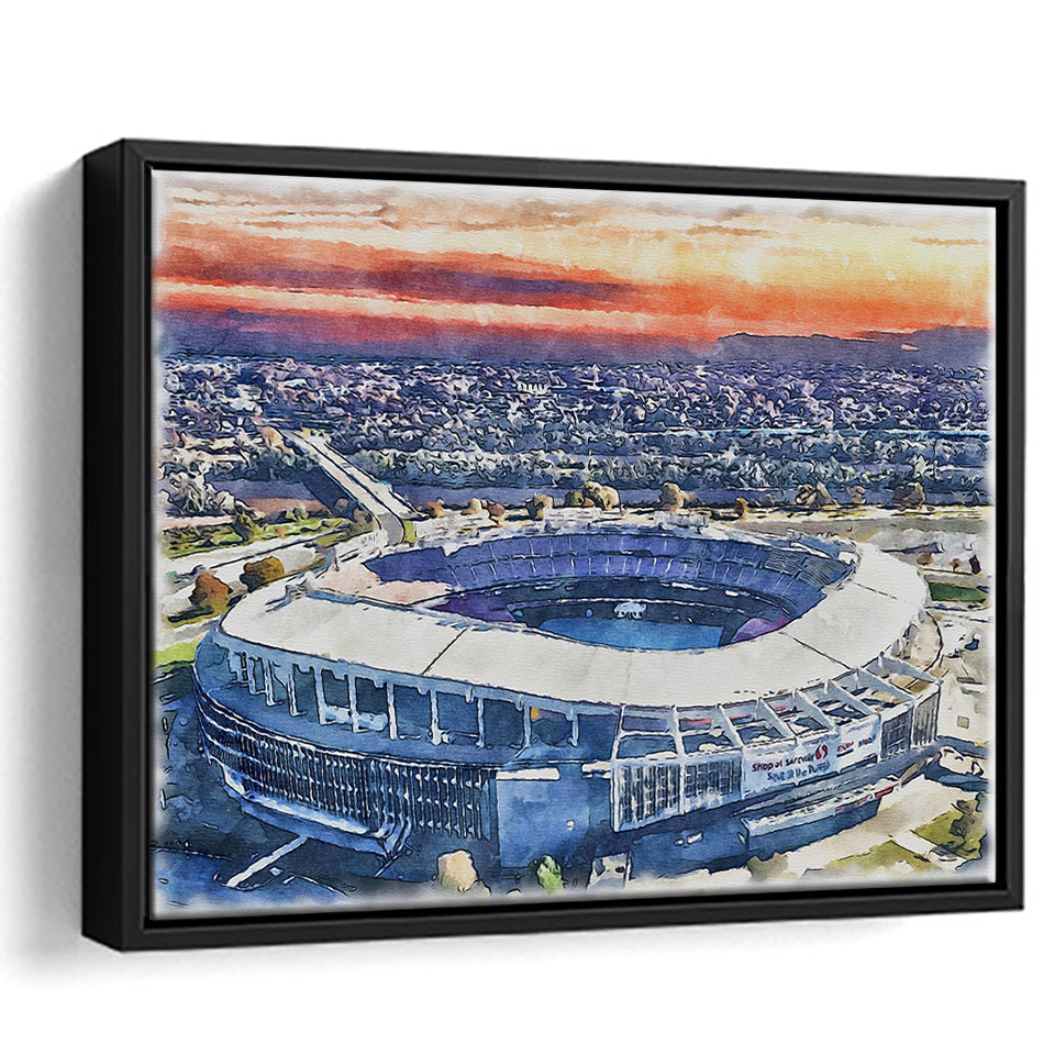 RFK Stadium WaterColor Framed Canvas Prints, Washington, D.C. Watercolor, Stadium Art Gifts, Floating Frame