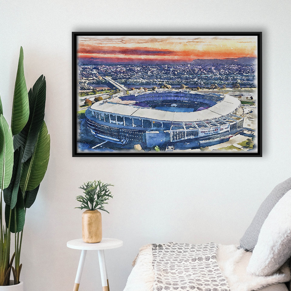 RFK Stadium WaterColor Framed Canvas Prints, Washington, D.C. Watercolor, Stadium Art Gifts, Floating Frame