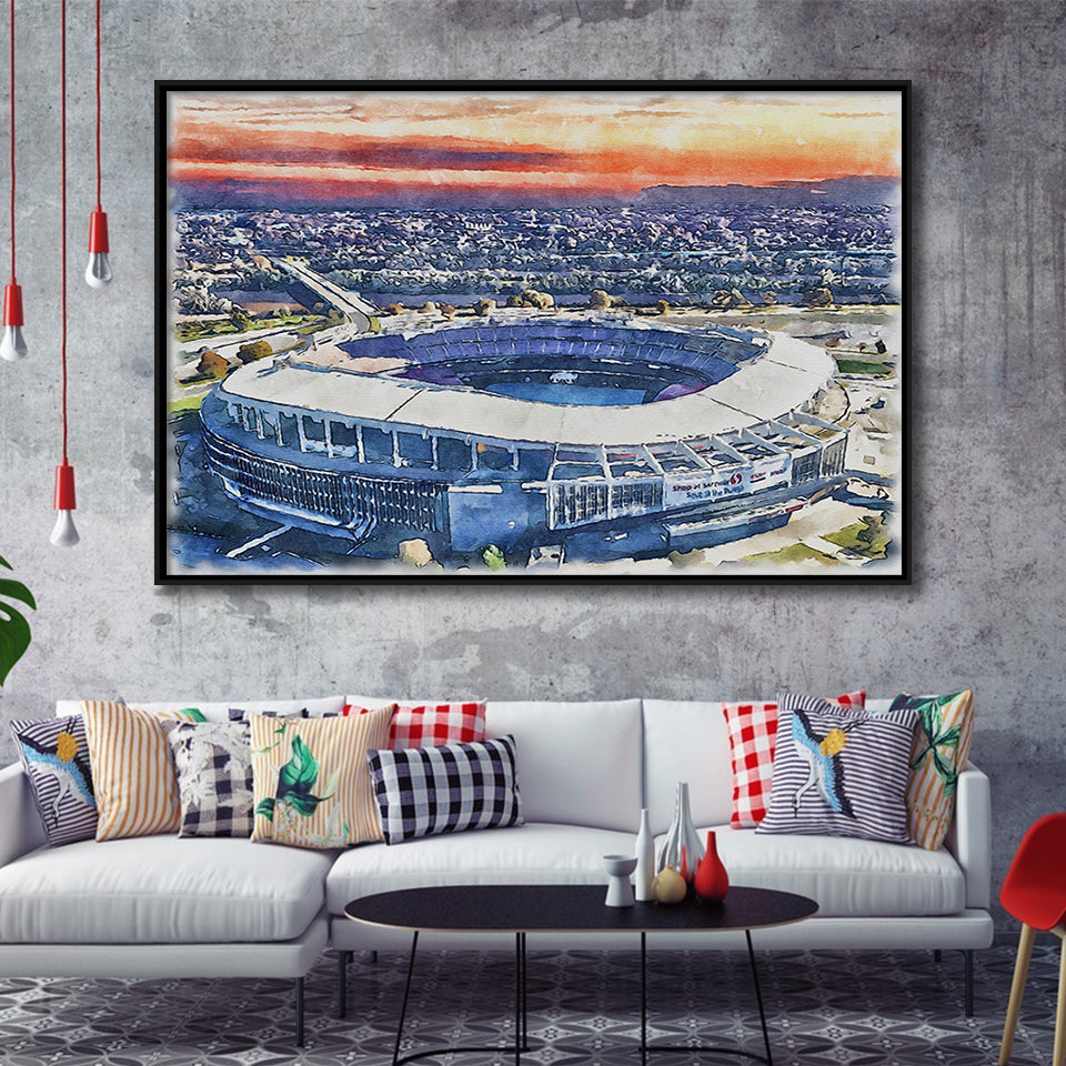 RFK Stadium WaterColor Framed Canvas Prints, Washington, D.C. Watercolor, Stadium Art Gifts, Floating Frame