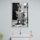 Rabbit Print  Funny Bathroom Decor Canvas Prints Wall Art,, Rabbit in Toilet