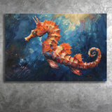 Seahorse In The Blue Sea Ocean Acrylic Painting, Art Print, Canvas Print Wall Art Home Decor