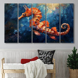 Seahorse In The Blue Sea Ocean Acrylic Painting, Extra Large Canvas, Canvas Print Wall Art Decor