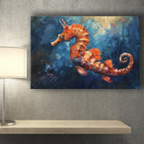 Seahorse In The Blue Sea Ocean Acrylic Painting, Art Print, Canvas Print Wall Art Home Decor