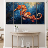 Seahorse In The Blue Sea Ocean Acrylic Painting, Extra Large Canvas, Canvas Print Wall Art Decor