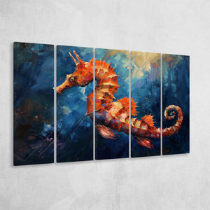 Seahorse In The Blue Sea Ocean Acrylic Painting, Extra Large Canvas, Canvas Print Wall Art Decor