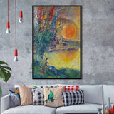 Red Moon At Antibes By Marc Chagall, Chagall Wall Art,Expressionism Art,Framed Art Prints Wall Decor, Picture Framed