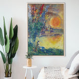 Red Moon At Antibes By Marc Chagall, Chagall Canvas,Expressionism Art,Framed Canvas Prints Wall Art Decor, Floating Frame