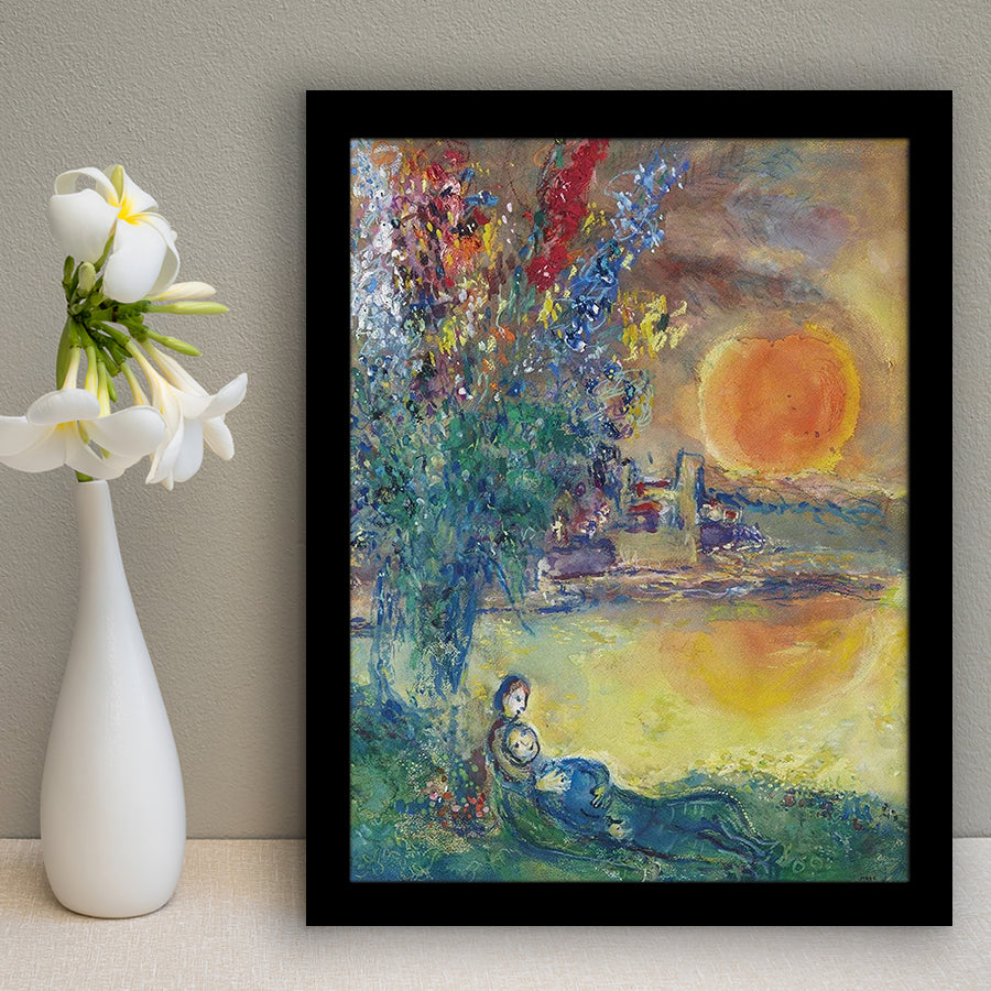 Red Moon At Antibes By Marc Chagall, Chagall Wall Art,Expressionism Art,Framed Art Prints Wall Decor, Picture Framed