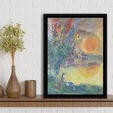 Red Moon At Antibes By Marc Chagall, Chagall Canvas,Expressionism Art,Framed Canvas Prints Wall Art Decor, Floating Frame