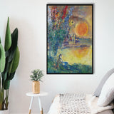 Red Moon At Antibes By Marc Chagall, Chagall Canvas,Expressionism Art,Framed Canvas Prints Wall Art Decor, Floating Frame