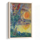 Red Moon At Antibes By Marc Chagall, Chagall Canvas,Expressionism Art,Framed Canvas Prints Wall Art Decor, Floating Frame