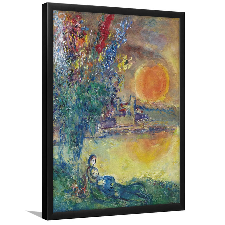 Red Moon At Antibes By Marc Chagall, Chagall Wall Art,Expressionism Art,Framed Art Prints Wall Decor, Picture Framed
