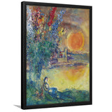 Red Moon At Antibes By Marc Chagall, Chagall Wall Art,Expressionism Art,Framed Art Prints Wall Decor, Picture Framed