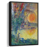 Red Moon At Antibes By Marc Chagall, Chagall Canvas,Expressionism Art,Framed Canvas Prints Wall Art Decor, Floating Frame