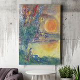 Red Moon At Antibes By Marc Chagall, Chagall Canvas Wall Art,Expressionism Art, Canvas Painting, Canvas Print Wall Art Decor