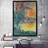 Red Moon At Antibes By Marc Chagall, Chagall Wall Art,Expressionism Art,Framed Art Prints Wall Decor, Picture Framed