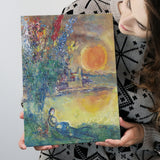 Red Moon At Antibes By Marc Chagall, Chagall Canvas Wall Art,Expressionism Art, Canvas Painting, Canvas Print Wall Art Decor