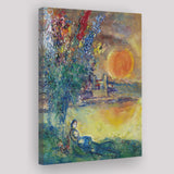 Red Moon At Antibes By Marc Chagall, Chagall Canvas Wall Art,Expressionism Art, Canvas Painting, Canvas Print Wall Art Decor