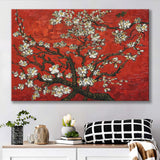 Red Style Almond Blossom by Vincent Van Gogh, Canvas Print Wall Art Decor, Landscape Art Print