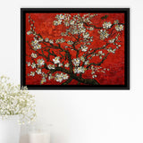 Red Style Almond Blossom By Vincent Van Gogh, Framed Canvas Print Wall Art Decor,Floating Frame