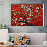 Red Style Almond Blossom By Vincent Van Gogh, Framed Canvas Print Wall Art Decor,Floating Frame