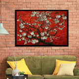 Red Style Almond Blossom By Vincent Van Gogh, Framed Art Print Wall Decor, Framed Picture