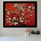 Red Style Almond Blossom By Vincent Van Gogh, Framed Art Print Wall Decor, Framed Picture