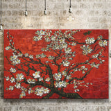 Red Style Almond Blossom by Vincent Van Gogh, Canvas Print Wall Art Decor, Landscape Art Print