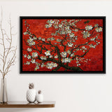 Red Style Almond Blossom By Vincent Van Gogh, Framed Canvas Print Wall Art Decor,Floating Frame
