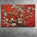 Red Style Almond Blossom by Vincent Van Gogh, Canvas Print Wall Art Decor, Landscape Art Print