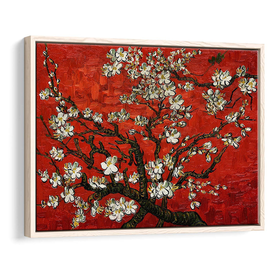 Red Style Almond Blossom By Vincent Van Gogh, Framed Canvas Print Wall Art Decor,Floating Frame