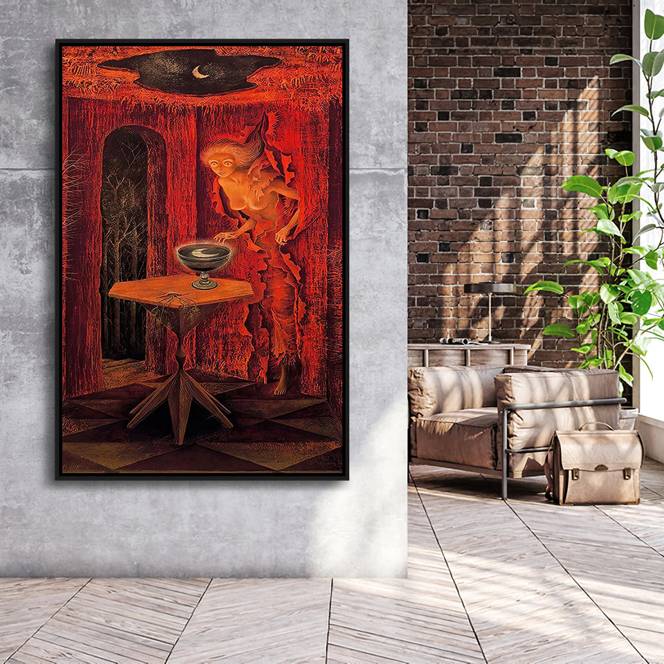 Remedios Varo Born Again Canvas Art,Remedios Varo Fine Print,Framed Canvas Prints Wall Art Decor, Floating Frame