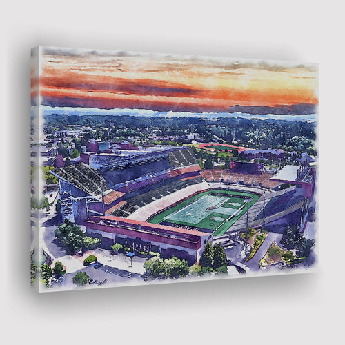 Reser Stadium WaterColor Canvas Prints, Corvallis Oregon Watercolor, Stadium Art Gifts
