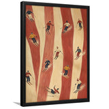 Retro Red Skiers, Tiny People Ski Wall Art, Preppy Winter Sports And Mountain Lodge Decor, Framed Art Print, Fine Art Wall Decor
