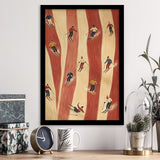 Retro Red Skiers, Tiny People Ski Wall Art, Preppy Winter Sports And Mountain Lodge Decor, Framed Art Print, Fine Art Wall Decor