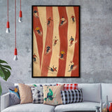 Retro Red Skiers, Tiny People Ski Wall Art, Preppy Winter Sports And Mountain Lodge Decor, Framed Art Print, Fine Art Wall Decor