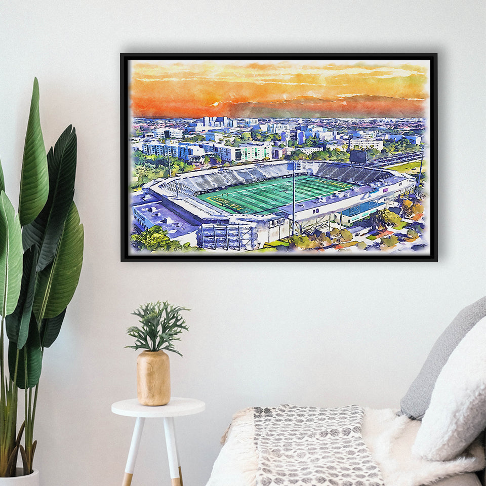 Riccardo Silva Stadium WaterColor Framed Canvas Prints, University Park Florida Watercolor, Stadium Art Gifts