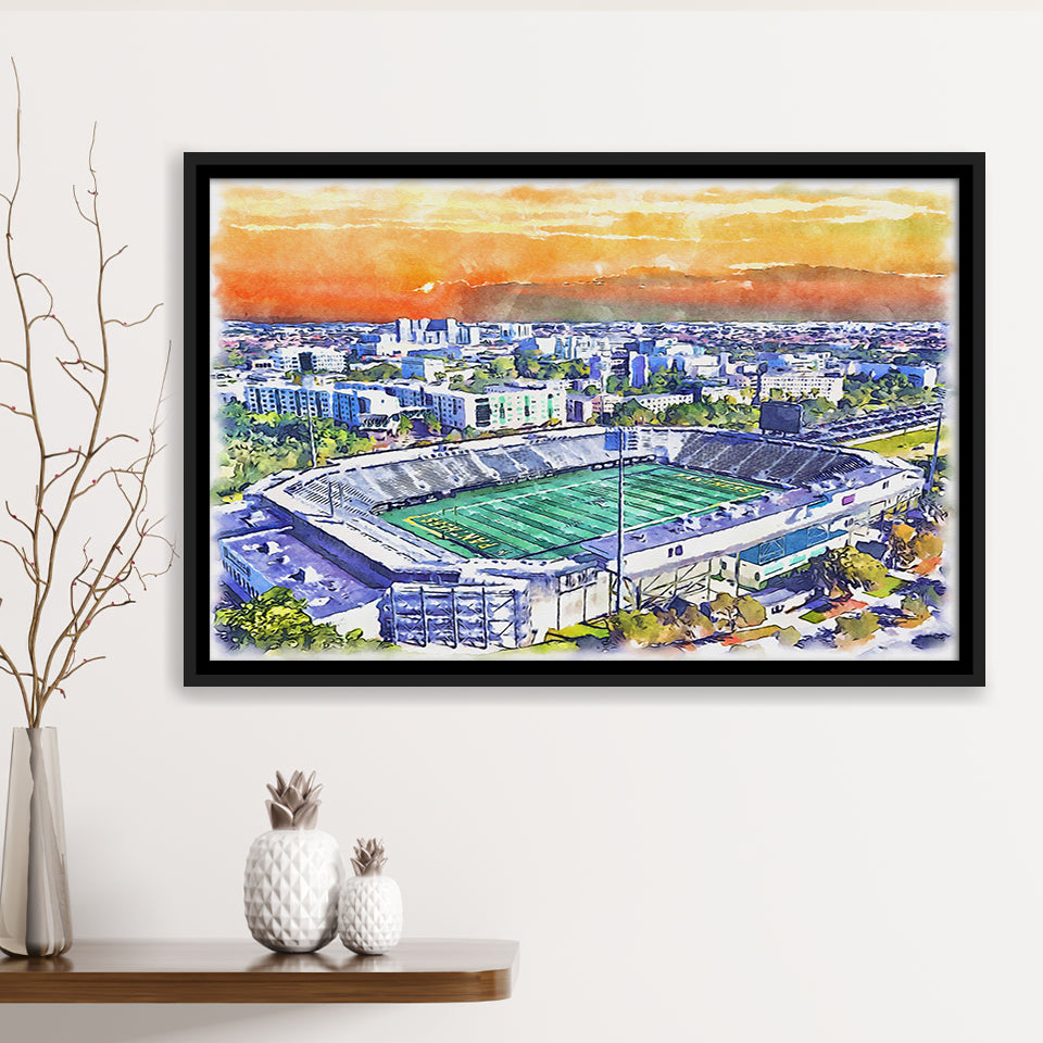 Riccardo Silva Stadium WaterColor Framed Canvas Prints, University Park Florida Watercolor, Stadium Art Gifts