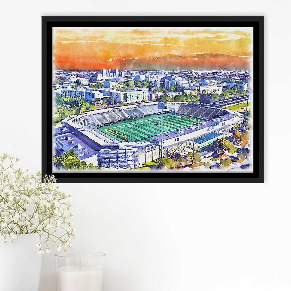 Riccardo Silva Stadium WaterColor Framed Canvas Prints, University Park Florida Watercolor, Stadium Art Gifts