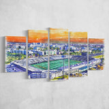 Riccardo Silva Stadium WaterColor 5 Panels Mix Canvas Prints, University Park Florida Watercolor, Large Stadium Canvas