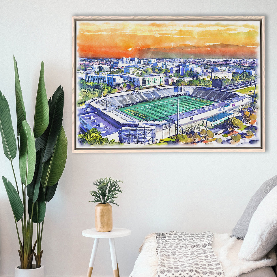 Riccardo Silva Stadium WaterColor Framed Canvas Prints, University Park Florida Watercolor, Stadium Art Gifts